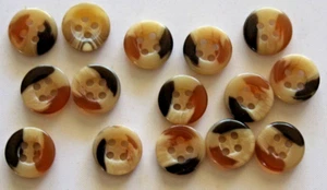 15 Brown Variegated 12mm Round 4 Hole Plastic Buttons - Picture 1 of 1