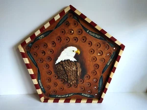 Handmade Wooden US 50 State Coin Collection Display Patriotic Eagle Signed OOAK - Bild 1 von 12
