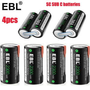 4x SC Sub C 2300mAh 1.2V NiCD Rechargeable Battery W/Tab For Power Tools - Picture 1 of 8