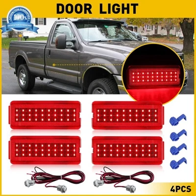 4X [ROJO COMPLETO] Luz LED interior del panel de puerta para Ford F350 Super Duty 1999-2007 Foto 1 de 4
