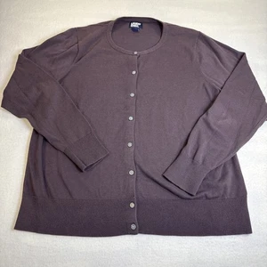 Womens Soft Plum Lands End Cardigan Sweater Button Up Long Sleeve Size L 14-16 - Picture 1 of 7