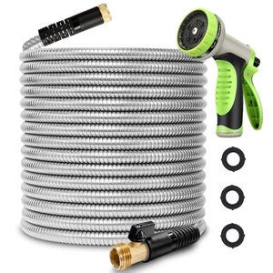 25FT Metal Garden Hose 304 Stainless Steel Flexible Water Hose - No Kink & Ta... - Picture 1 of 7
