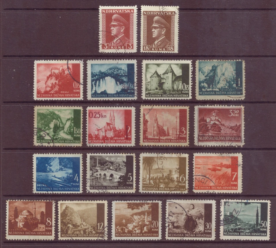 Croácia, Segunda Guerra Mundial, Cenas Country & Ante Pavelich, Usado, 1941 - 1943, ANTIGO - Imagem 1 de 1