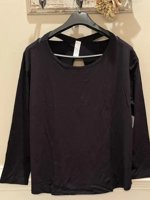 Isabella Active Ware - Crossback Long Sleeve - Amore Fabric- 3X  Black NWT - Image 1 of 4