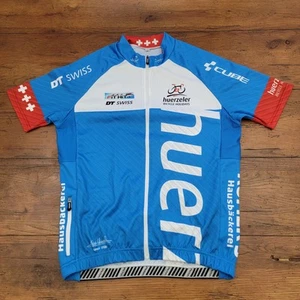 Huerzeler Mens Medium Cycling Jersey 19" P2P Bike Pockets Vintage M - Picture 1 of 7