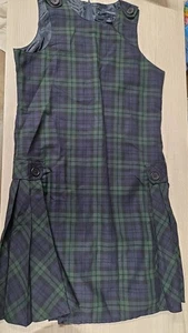 Lands End Youth Girls 14 School Uniform Jumper Dress Blue/ Green - Picture 1 of 9