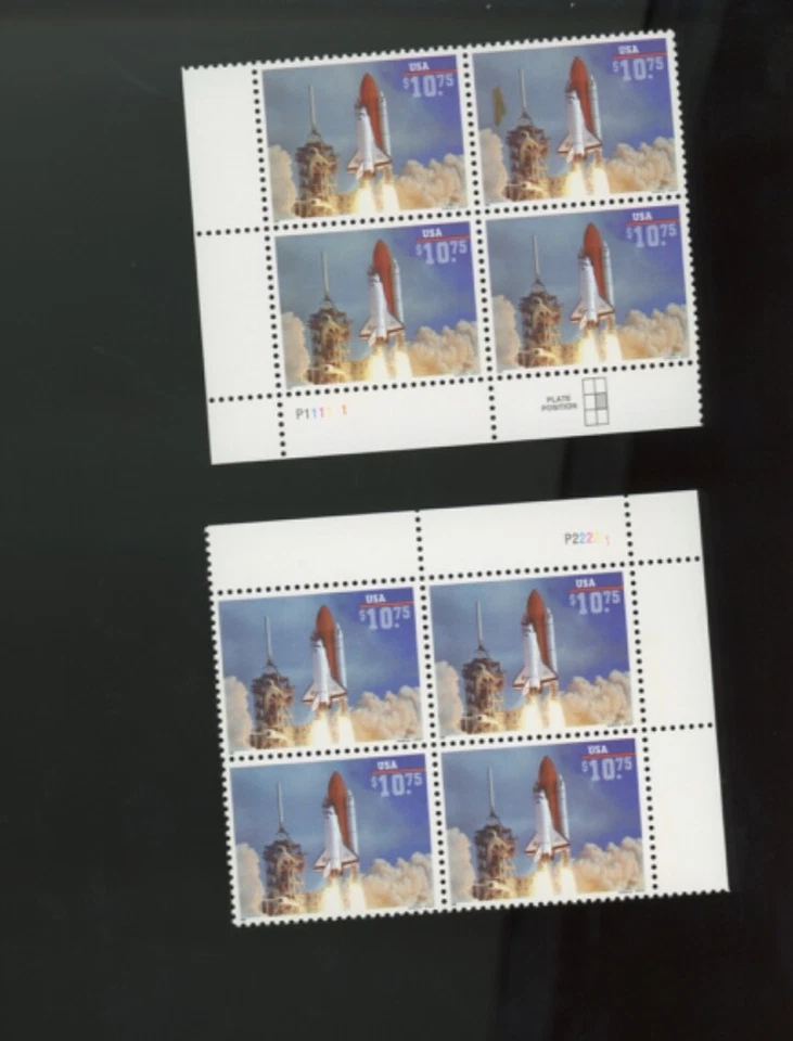 US Stamp 2544A $10.75 shuttle plate block of 4 MNH P111  and P222 (mb32 - Image 1 of 3