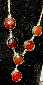 This Is A Beautiful Collana Granato 6 Sfacce Statement Argento 925. #51 - Foto 1 di 5