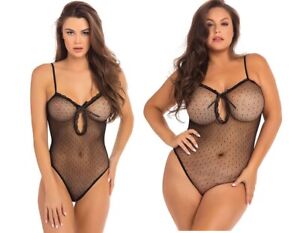 New Sexy Women"s Lingerie Black Sheer Mesh See Through Bodysuit Teddy