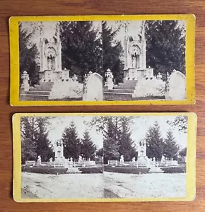 Two Greenwood Cemetery Stereoviews - Monument of Miss Charlotte Canda - Anthony - Picture 1 of 2