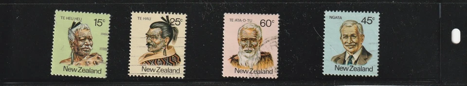 Новая Зеландия 1980 «Знаменитый выпуск маори» лот из 4 б/у марок, как показано - Изображение 1 из 1