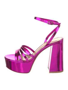 Gianvito Rossi Angelica Metallic & Pink Patent Sandals SZ 7.5 37.5 Very Good Box - Picture 1 of 5