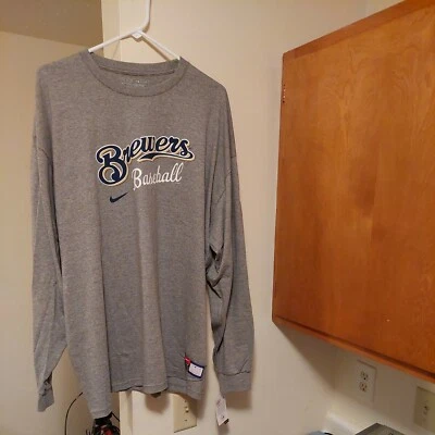 ATTRACTIVE  NIKE 2XL PULLOVER, LS 31' LONG & 34" SLEEVE, MILWAUKEE BREWERS NWT - Image 1 of 4