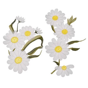 Daisy Flower Embroidered on Patch Iron for Clothes Cap Fabric Applique Gifts - Picture 1 of 6