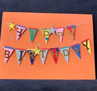 Happy Birthday Card! 3D Colorful Pennent Banner! - Image 1 of 4