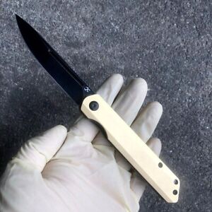 Drop Point Folding Knife Pocket Hunting Survival Combat S35VN Steel Brass Handle