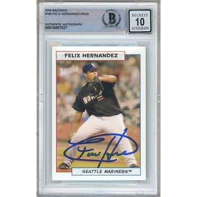 Felix Hernandez Signed 2005 Bazooka #186 RC BGS Auto 10 BAS Slabbed Mariners MLB - Image 1 of 4