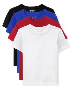 Baby Boy's and Toddler Basic Short Sleeve Tees Black/Blue/Red/White 4-Pack - Picture 1 of 2