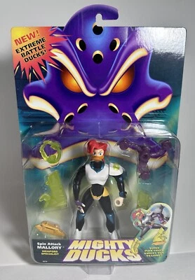 Figura de acción Mighty Ducks Spin Attack Mallory de Mattel (1996) ¡NUEVA! MOC Foto 1 de 4