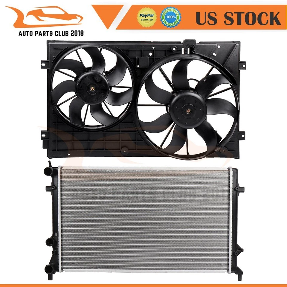 Radiator and Cooling Fan Assembly Fit for 2012 2013 2014 Volkswagen Beetle Foto 1 de 4