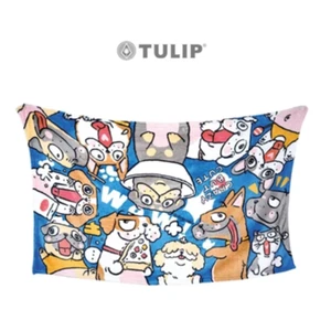 Fleece Blanket Dog Maja Blue Tulip Bedroom Office Soft Portable 40"x60" Gift - Picture 1 of 5