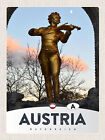 Blechschild 30X40 Österreich Skulptur Mann Geige Gold  Wand Deko Cafe Sammler Ge