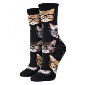 Socksmith Women's Crew Socks Kittenster Kitty Cat Faces Hipster Novelty Footwear - Picture 1 of 1