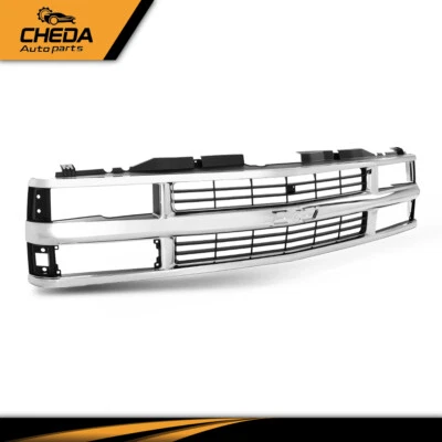 适合 94-98 雪佛兰 C/K 1500 2500 3500 卡车镀铬格栅带黑色插入件 — 第 1/4 张图片