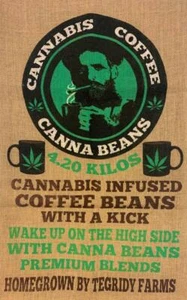 CANNA BEANS TEGRITY COFFEE MARIJUANA BURLAP farms BAG 046 SACK strain pot leaf - Picture 1 of 1