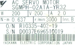 Yaskawa Motors-AC Servo SGMPH-02A1A-YR32 *REPAIR EVALUATION ONLY* [PZJ] - Picture 1 of 1