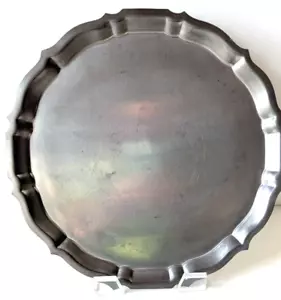 Pewter 13" Round Scalloped Edge Serving Tray/Platter Gorham PHI5 Pattern Old?? - Picture 1 of 7