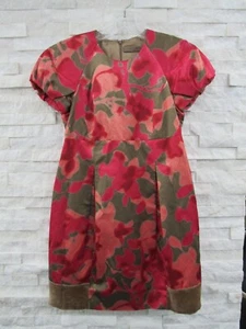Etro Kleid rosa braun Baumwolle Viskose Seide Satin Puffärmel Samt Saum 42 - Bild 1 von 10