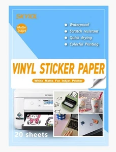 Sticker Papier zum Bedrucken für Tintenstrahldrucker A4 Matt Weiß 20 Blätter ... - Bild 1 von 4