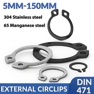 External Circlips Retaining Rings Snap CirClip 5mm-150mm DIN 471 Stainless/65Mn - Picture 1 of 62