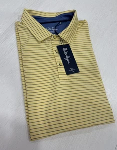Walter Hagen Men’s Classic Stripe Golf Polo UPF 30+ Yellow/Blue Stripe XL NEW - Picture 1 of 12