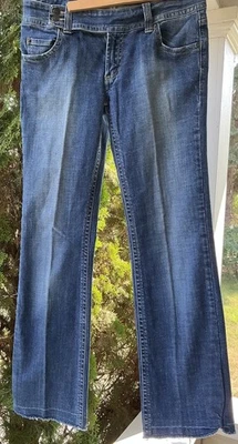 Vintage “HOT KISS” Premium Denim Blue Jeans - Women’s Two Button Low Rise Size 9 - Image 1 of 4