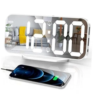 Alarm Clocks for Bedrooms, Slim LED Mirror Digital Alarm Clock, Large Display - Picture 1 of 7