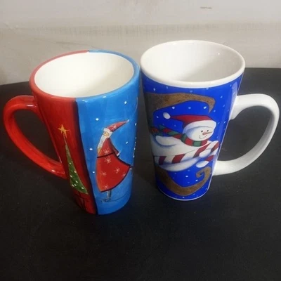 Juego de dos tazas altas de café navideño o chocolate caliente 16 oz Foto 1 de 4