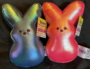 (2) Peeps Plush Bunny - Pink and Blue with Metallic finish - 6" - New - Picture 1 of 3