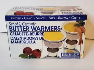 Progressive Butter Warmers Set of 2 in Box Ceramic White - Picture 1 of 6
