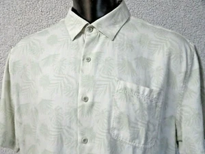 Mens NAT NAST Button Front Shirt Short Sleeve Size XL Silk Cotton Green Beige - Picture 1 of 10