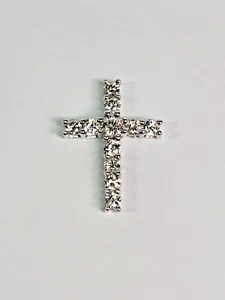 SPARKLY 13.7kw Gold 0.75 Ctw. Diamond 0.75" x 0.25" Cross Pendant *NO CHAIN* - Picture 1 of 17