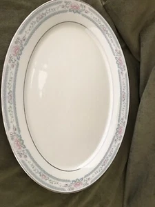 Lenox Charleston Oval 16" GROSSE PLATTE China Platinrand Rosa/Blau/Elfenbein - Bild 1 von 4
