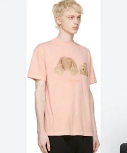 Palm Angels pink salmon teddy bear T-shirt, Size XS - Picture 1 of 11