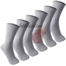 3/6/12 Pairs Men's Plain Gray Sports Athletic Cotton Crew Socks Size 9-11,10-13