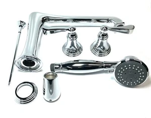 Ammara Designs Series 11-03-T-PC Deck Tub Set with Hand Shower, Polished Chrome - Picture 1 of 6