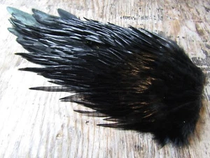 Irish Fly Supplies Domestic Cock Saddle Jet Black, hackle, Cape, Bumble.