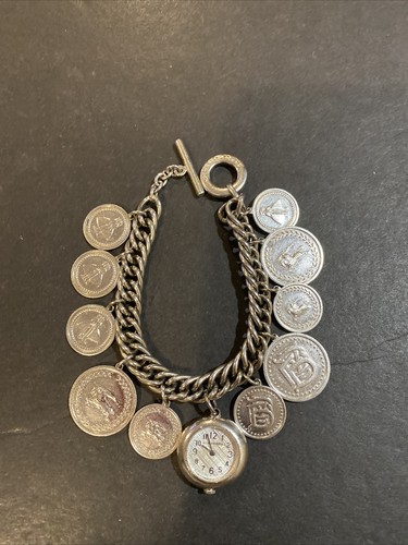 Autentico Orologio da Bracciale Ciondoli Made in Svizzera Burberry Lady Argento Sterling 10 BU5220