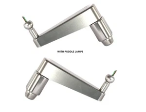 Silver Aluminium wing mirror arms pair with puddle lamp Fit Land Rover Defender - Picture 1 of 2