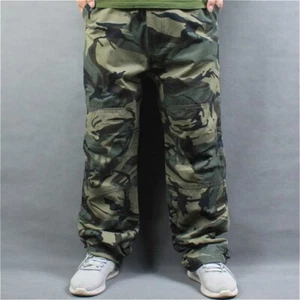 Men Plus Size Cargo Pants Camouflage Baggy Trousers Loose Hip Hop Pocket Casual - Picture 1 of 15
